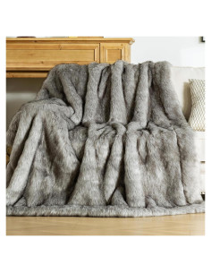 Manta de Piel Sintética OMERAI 127x152 cm Gris Ultra Suave