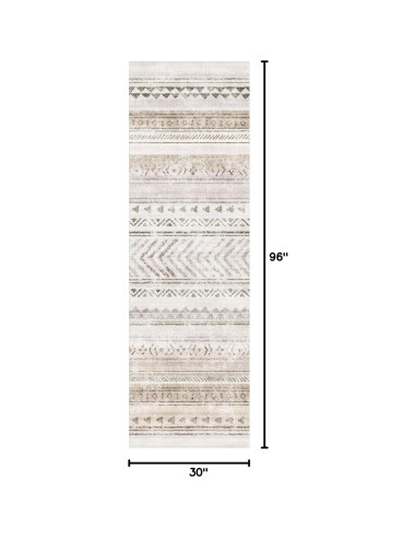 Alfombra Runner Art&Tuft 0.76x2.44m Marrón Geométrica Lavable