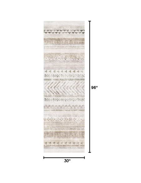 Alfombra Runner Art&Tuft 0.76x2.44m Marrón Geométrica Lavable