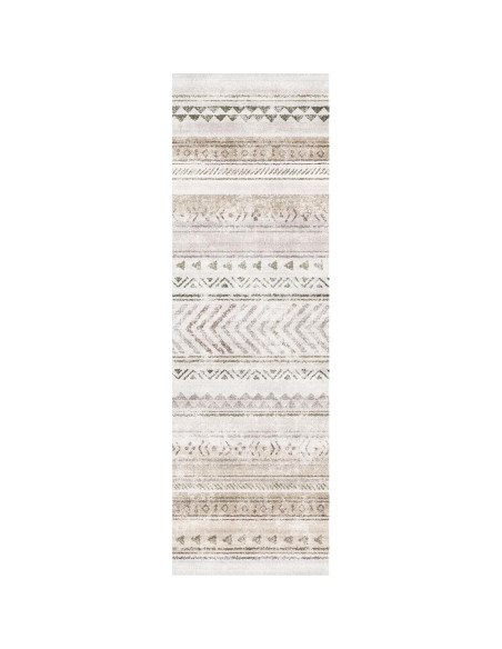 Alfombra Runner Art&Tuft 0.76x2.44m Marrón Geométrica Lavable