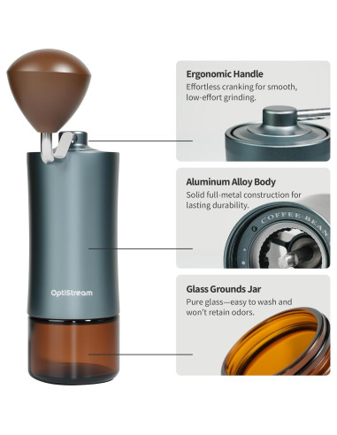 Molino de Café Manual Optistream SC6 - Acero y Aluminio 25g