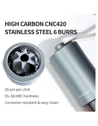 Molino de Café Manual Optistream SC6 - Acero y Aluminio 25g