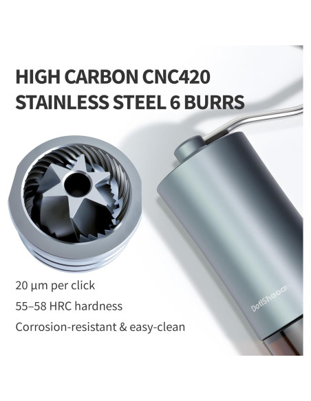 Molino de Café Manual Optistream SC6 - Acero y Aluminio 25g