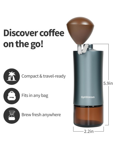Molino de Café Manual Optistream SC6 - Acero y Aluminio 25g