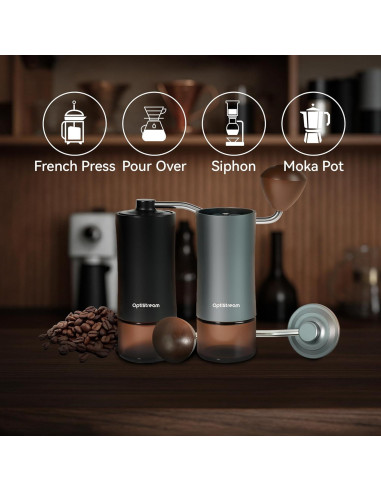 Molino de Café Manual Optistream SC6 - Acero y Aluminio 25g
