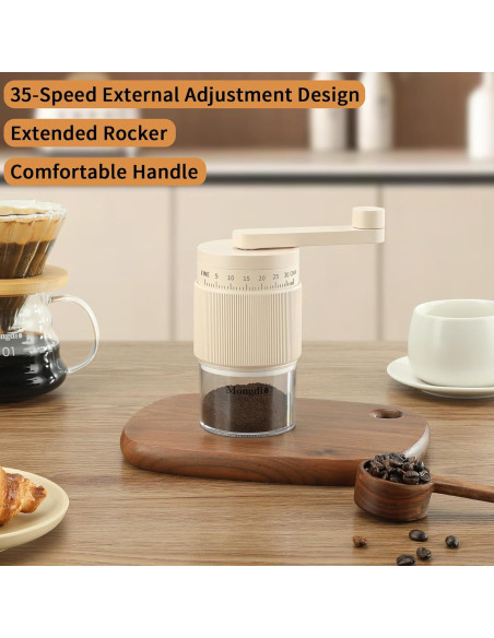 Molinillo de café manual Mongdio blanco, 35 configuraciones