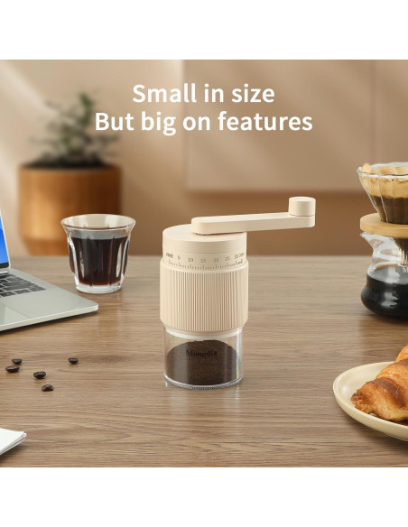Molinillo de café manual Mongdio blanco, 35 configuraciones