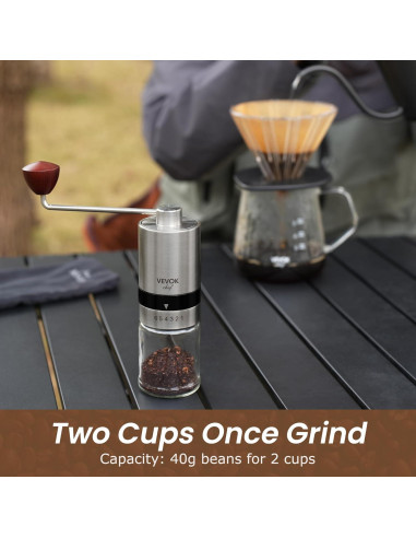 Molinillo de Café Manual VEVOK CHEF Acero Inoxidable 6 Niveles