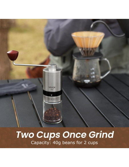 Molinillo de Café Manual VEVOK CHEF Acero Inoxidable 6 Niveles