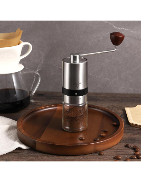 Molinillo de Café Manual VEVOK CHEF Acero Inoxidable 6 Niveles