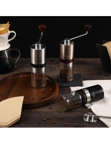 Molinillo de Café Manual VEVOK CHEF Acero Inoxidable 6 Niveles