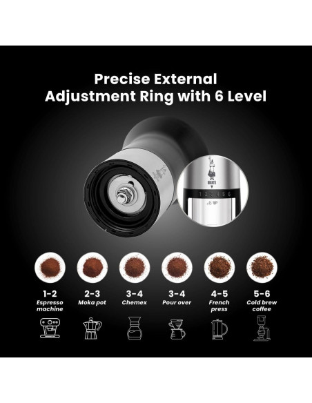 Molinillo de Café Manual Bialetti MCPRO001 Acero Negro