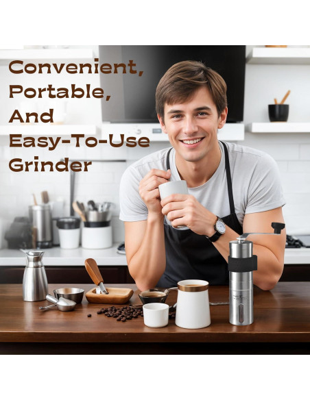 Molino de Café Manual KokoBean - Acero Inoxidable, 18 Ajustes