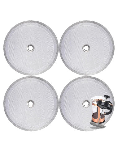 4 Filtros de Acero Inoxidable Attsky para Prensa Francesa 10.16 cm