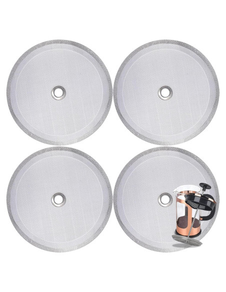 4 Filtros de Acero Inoxidable Attsky para Prensa Francesa 10.16 cm