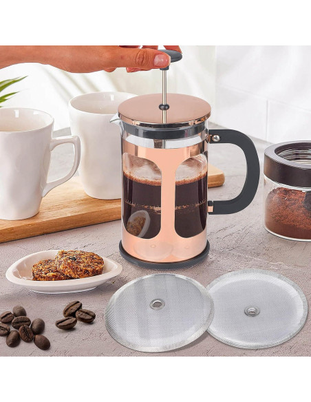 4 Filtros de Acero Inoxidable Attsky para Prensa Francesa 10.16 cm