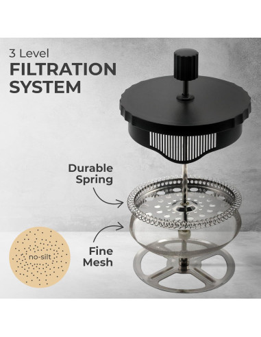 Prensa Francesa de Café Kaffe 1L - Vidrio Borosilicato Negro Mate