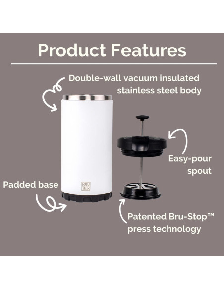 Prensa de Café de Viaje BruTrek Steel Toe 3.0 591 ml - Aislada