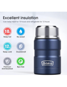 Juego de Tarros Aislados Bidakid 750ml y 500ml Acero Inoxidable 2