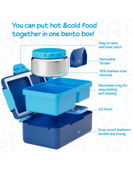 Caja de Almuerzo Bento SHPMXUPW 354 ml Acero Inoxidable Azul