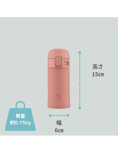 Botella de Agua Zojirushi SM-PD20-PM Acero Inoxidable 0.2L