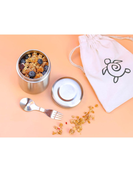 Tarro de Comida Aislado Ecozoi 17 Oz Acero Inoxidable + Cuchara Tarro de Comida Aislado Ecozoi 17 Oz Acero Inoxidable + Cuchara