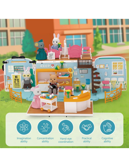 Juego de Casa de Muñecas KOALA DIARY con Kit de Doctor