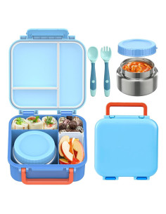 Caja Bento BEAQUEE Azul con Termo 255g - 4 Compartimentos