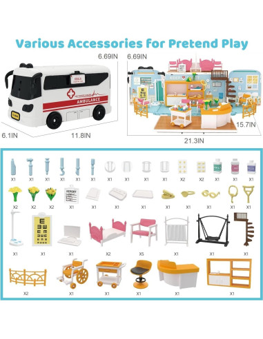 Juego de Casa de Muñecas KOALA DIARY con Kit de Doctor