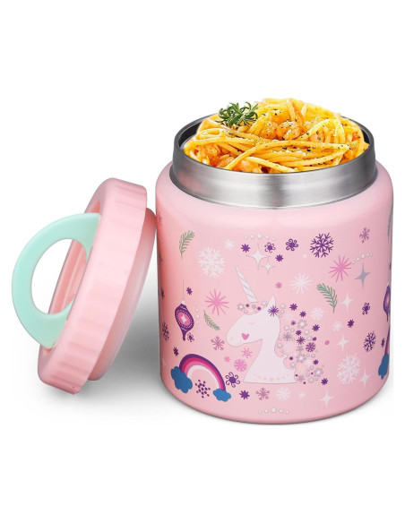 Tarro de Comida Térmico Okinoy Unicornio Rosa 0.5L Aislado