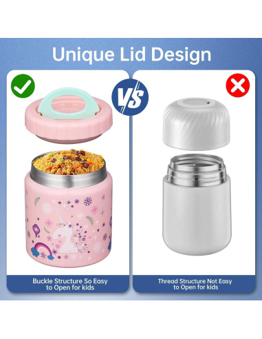 Tarro de Comida Térmico Okinoy Unicornio Rosa 0.5L Aislado