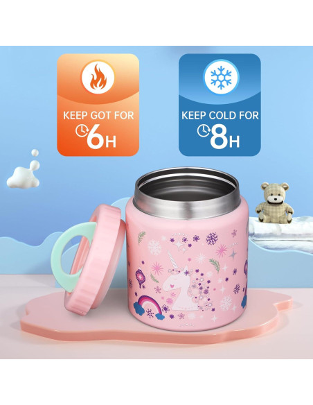 Tarro de Comida Térmico Okinoy Unicornio Rosa 0.5L Aislado