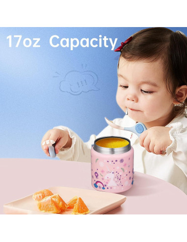 Tarro de Comida Térmico Okinoy Unicornio Rosa 0.5L Aislado