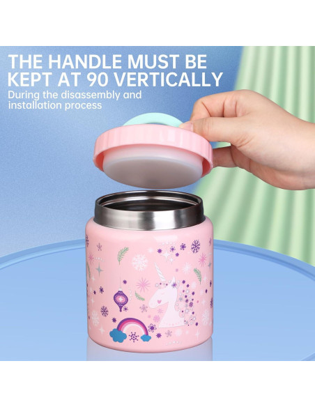 Tarro de Comida Térmico Okinoy Unicornio Rosa 0.5L Aislado