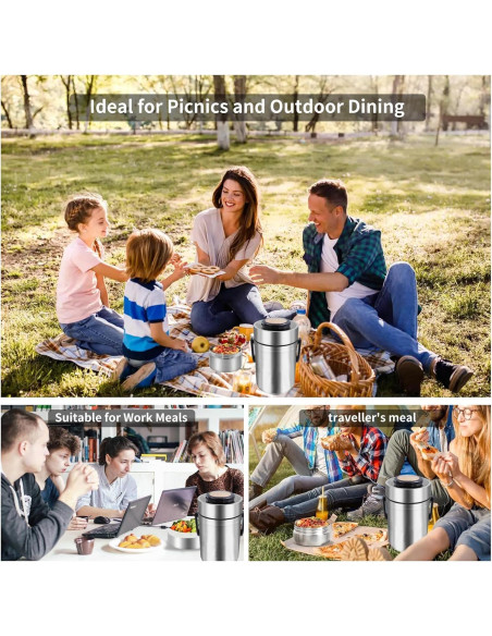 Termo de Comida 67 oz YRPOMJV Aislante 3 Capas Plata