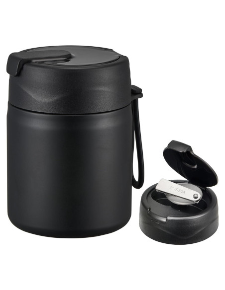 Termo de Sopa Howeemo 502 ml Acero Inoxidable Aislado Negro Termo de Sopa Howeemo 502 ml Acero Inoxidable Aislado Negro