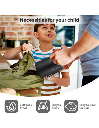 Termo de Sopa Howeemo 502 ml Acero Inoxidable Aislado Negro