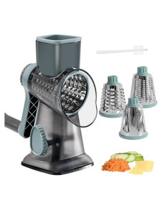 Rallador de Queso Rotatorio FOVXYVO con Ventosa y 3 Cuchillas