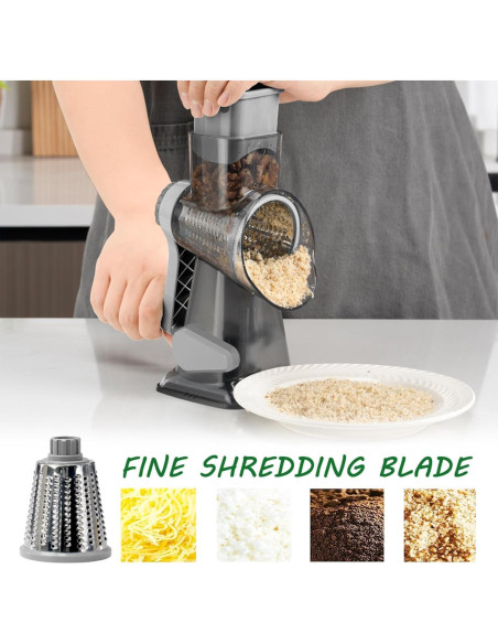 Rallador de Queso Rotativo Dachenus con Base de Succión Gris