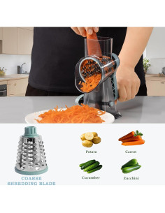 Rallador de Queso Rotatorio FOVXYVO con Ventosa y 3 Cuchillas 2