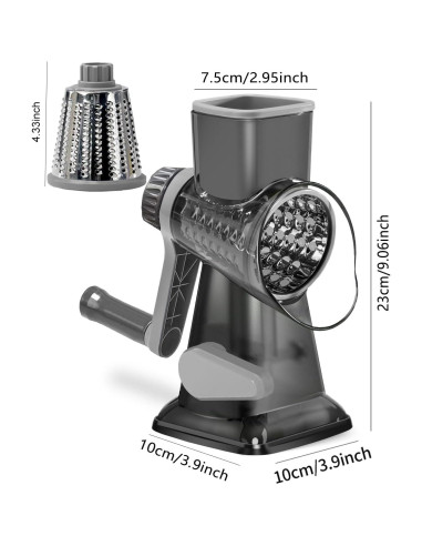 Rallador de Queso Rotativo Dachenus con Base de Succión Gris
