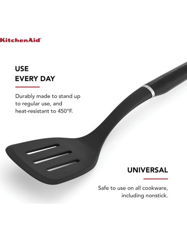 Espátula Ranurada de Nylon KitchenAid 34.7 cm Negra