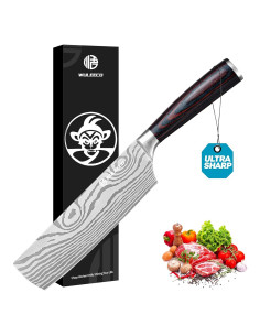 Cuchillo Nakiri WULEECO 17.78 cm Acero Inoxidable Pakkawood