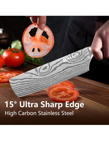 Cuchillo Nakiri WULEECO 17.78 cm Acero Inoxidable Pakkawood