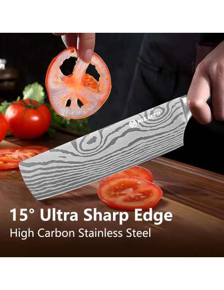 Cuchillo Nakiri WULEECO 17.78 cm Acero Inoxidable Pakkawood