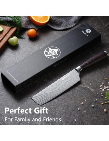 Cuchillo Nakiri WULEECO 17.78 cm Acero Inoxidable Pakkawood