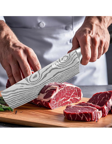 Cuchillo Nakiri WULEECO 17.78 cm Acero Inoxidable Pakkawood