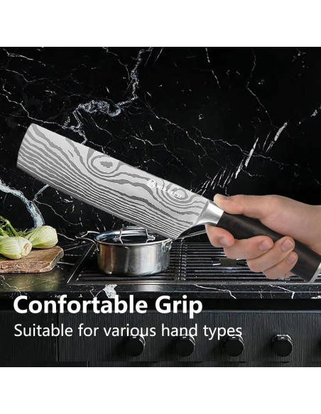 Cuchillo Nakiri WULEECO 17.78 cm Acero Inoxidable Pakkawood