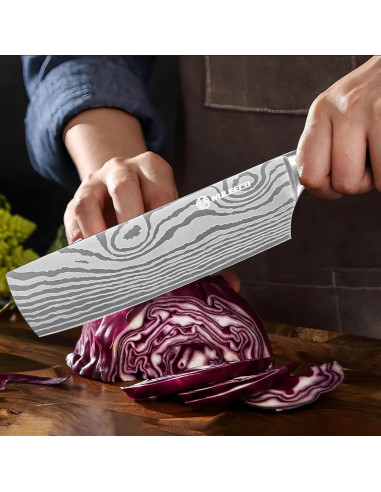 Cuchillo Nakiri WULEECO 17.78 cm Acero Inoxidable Pakkawood