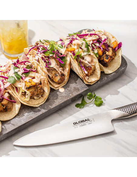 Juego de cuchillos Global 8 piezas con bloque de nogal oscuro